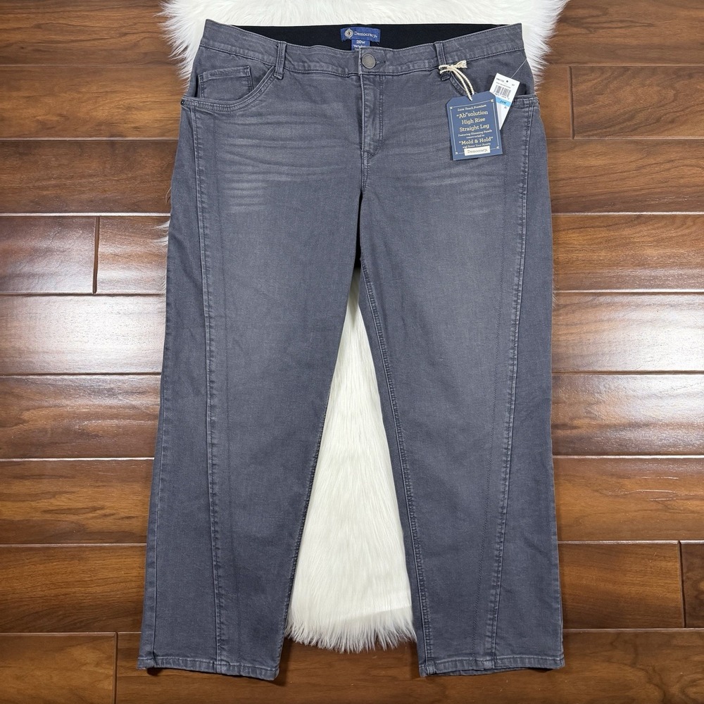 Democracy Women's Size 20 W Gray Straight Leg Ab Solution High Rise Denim Jeans